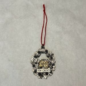 New Orleans Pewter Ornament Theater Masks Mardi Gras Holiday Christmas
